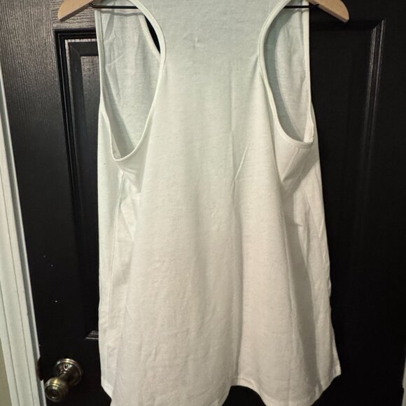 NWOT Womens Cotton Daisy Tank White Brown - Picture 2 of 2